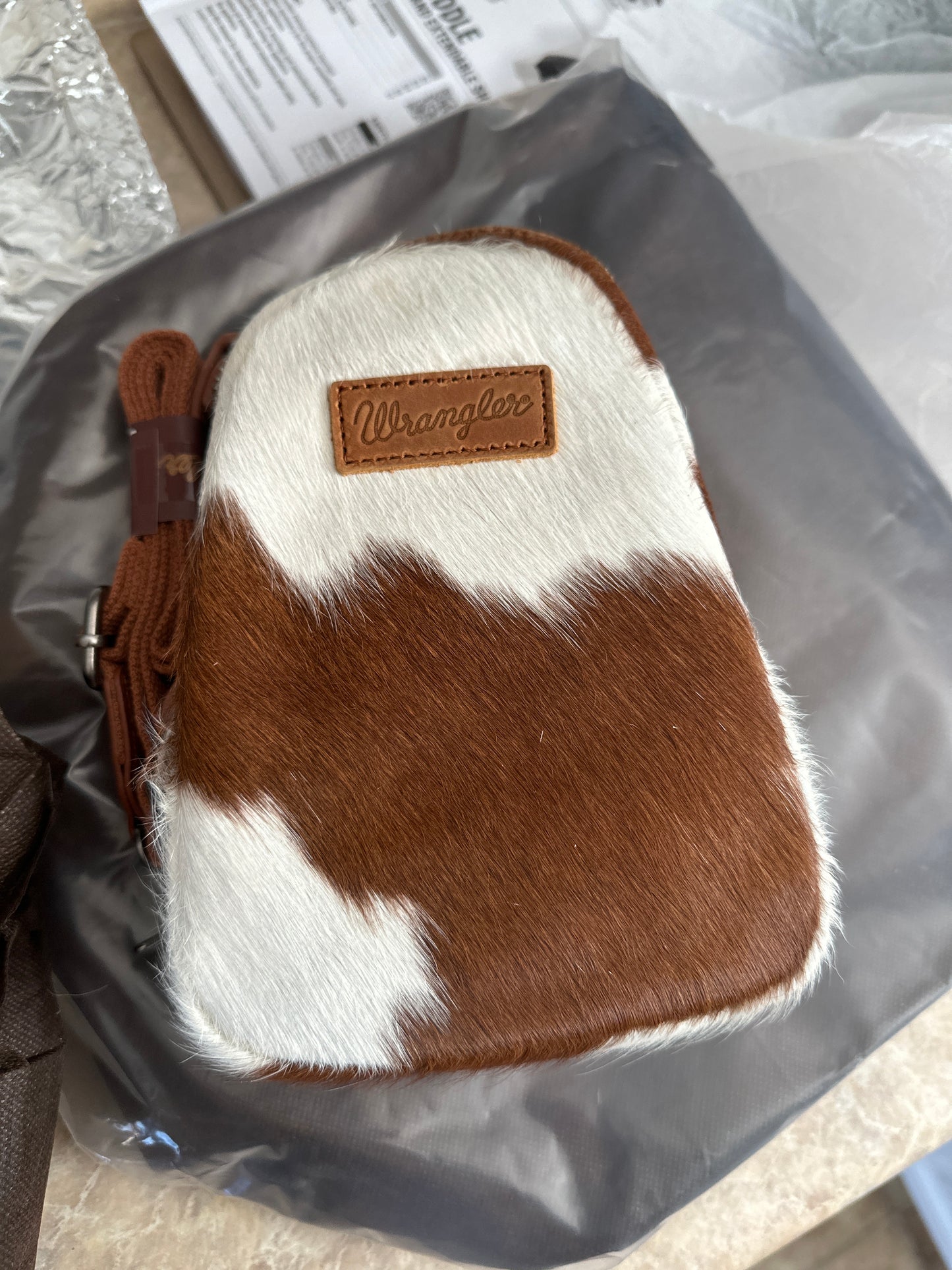 Wrangler Cowhide Sling Bag - Brown