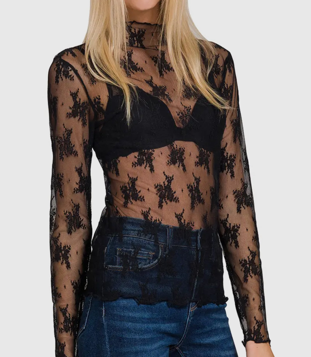 Black Sheer Lace Top