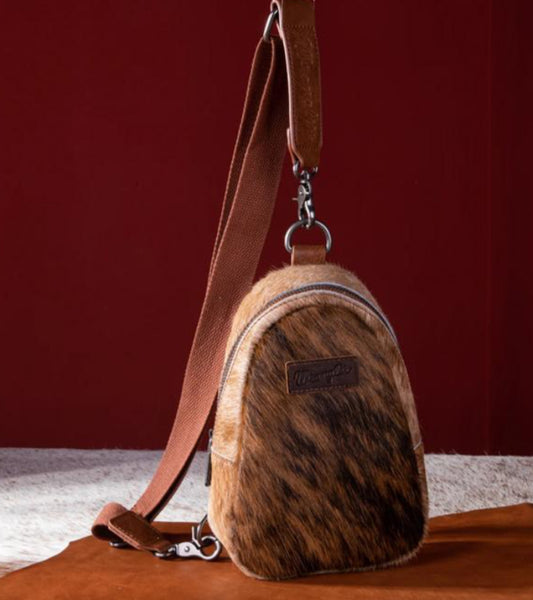 Wrangler Cowhide Sling Bag - Brown