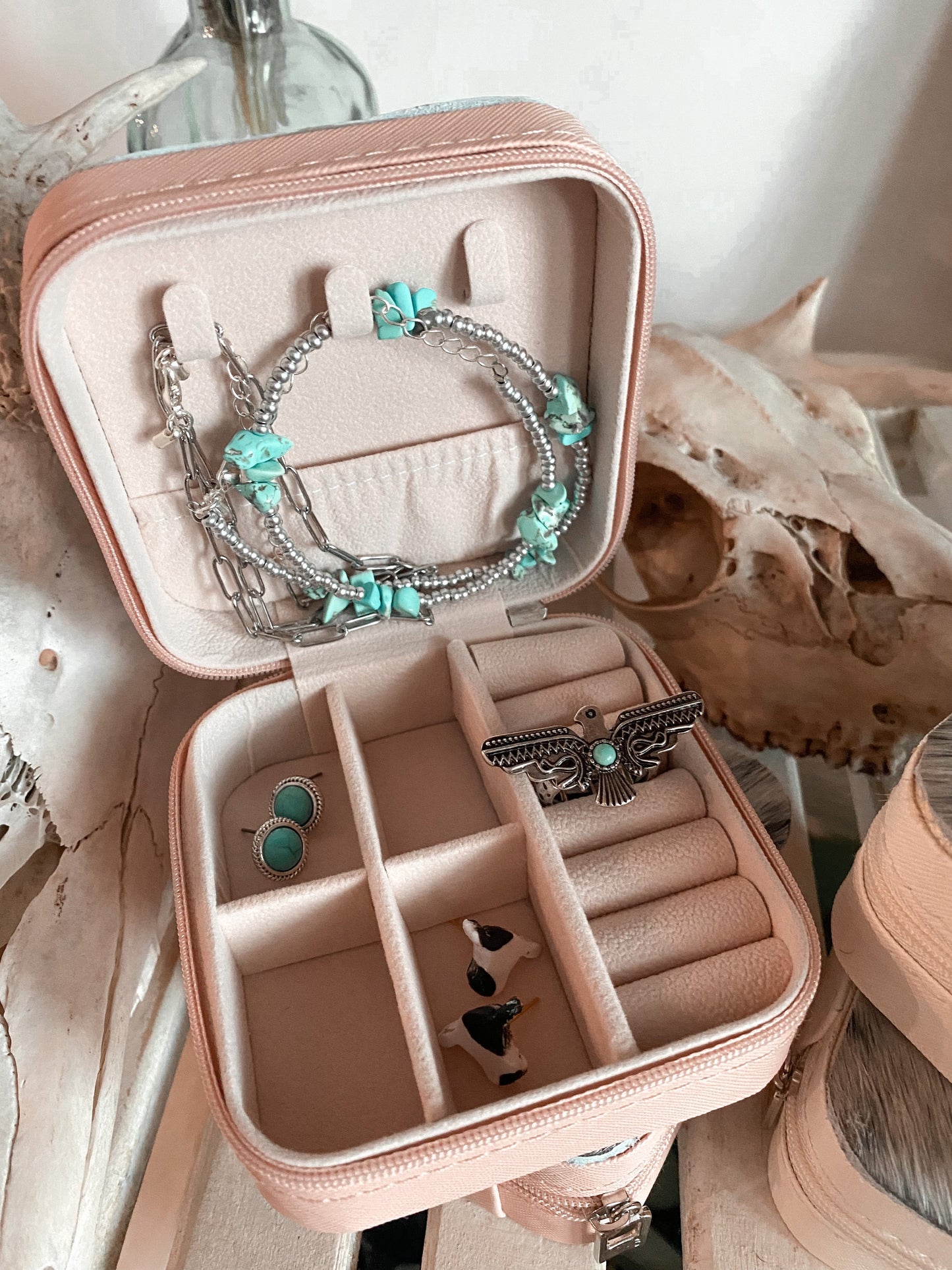 Cowhide Cactus Jewelry Case