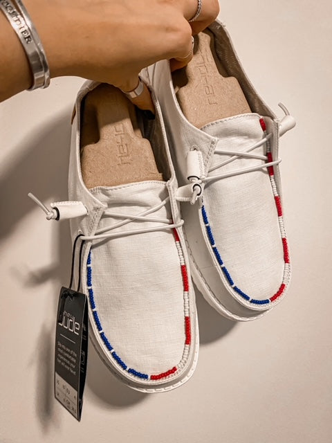 'Merica | Beaded Hey Dude Shoes