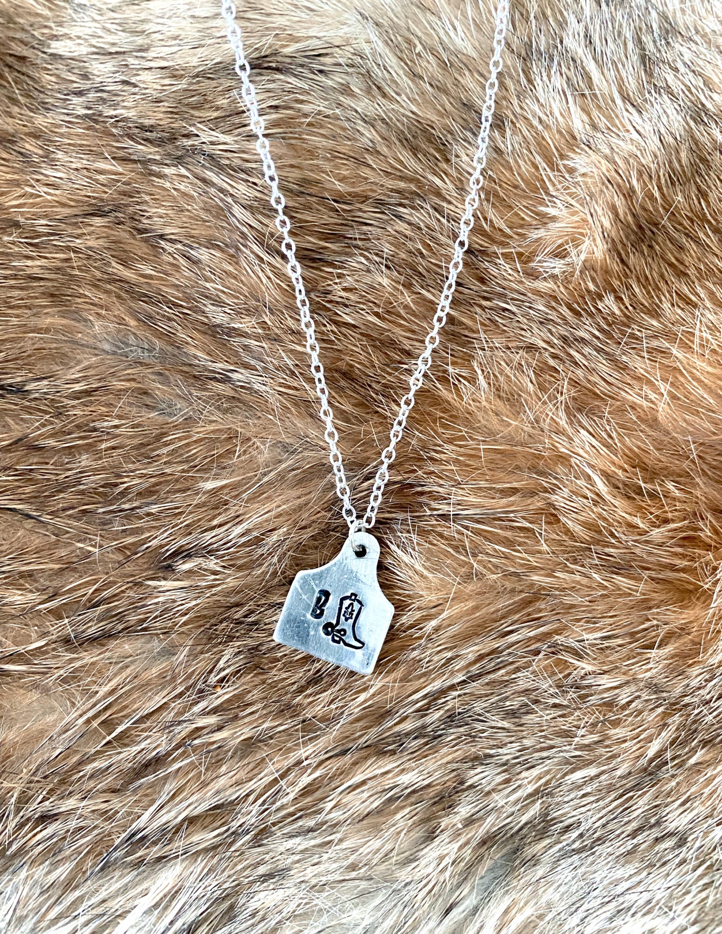 Custom Initial Cow Tag Necklace