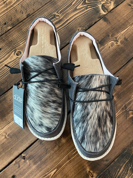 Genuine Cowhide Hey Dude Shoes | MADE TO ORDER | Black Cowhide